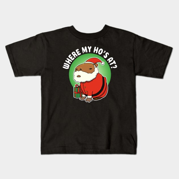 Where my ho's at Capybara Christmas Kids T-Shirt by capydays